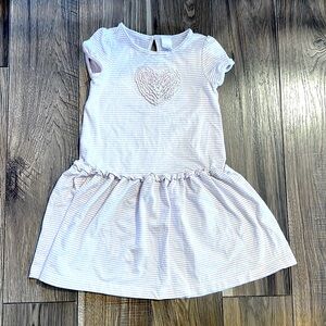 Janie and Jack Pink Stripped Short Sleeved Cotton Dress Size 6